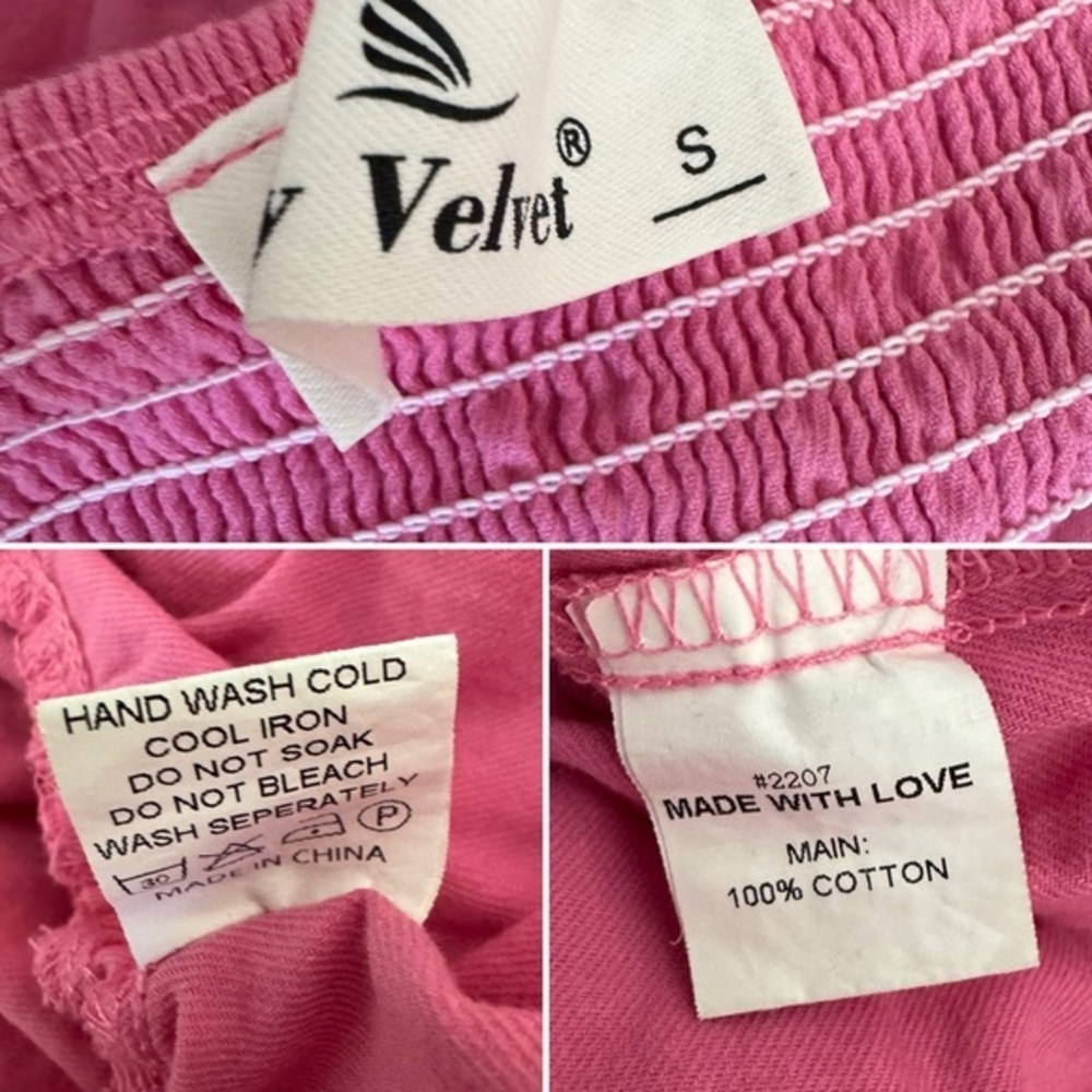 Shy Velvet pink square neck crossover smocked waist cutout mini dress S - Picture 10 of 11